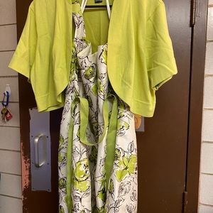 2pc Green and White/ Sweater and Belt